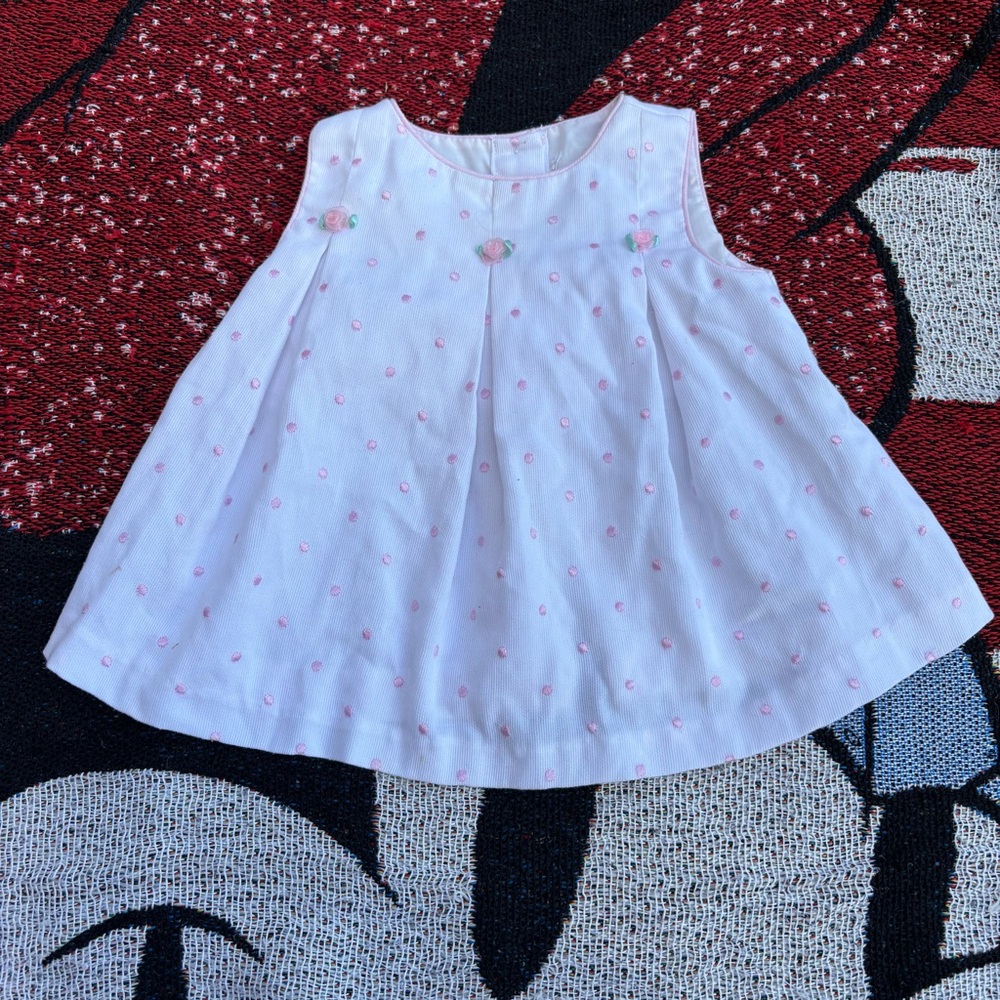 VINTAGE LITTLE BITTY PINK ROSEBUD PRINT BABY DRESS SIZE NEWBORN